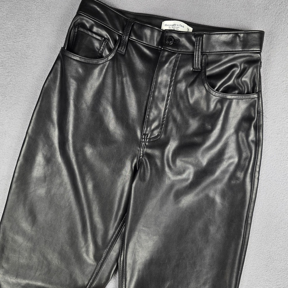 Abercrombie & Fitch Pants Womens 6 28 90s Straight Ultra High Rise Faux Leather